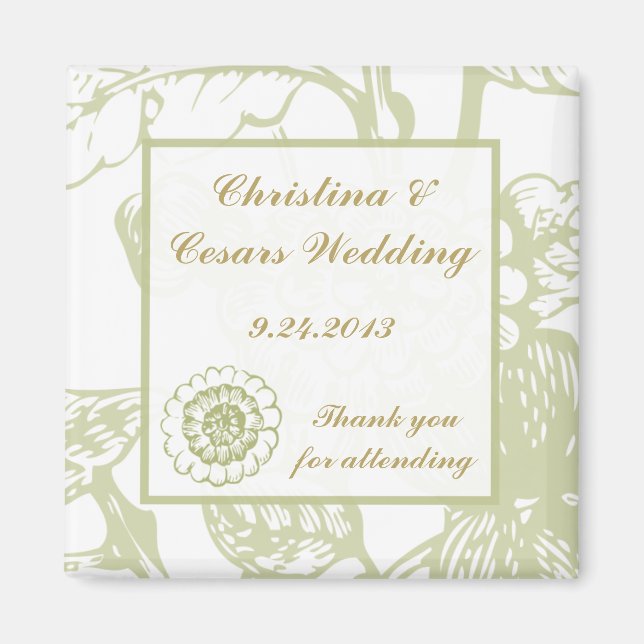 2"x2" Ankündigung Magnet Green Gerbera Daisy Flow (Vorne)