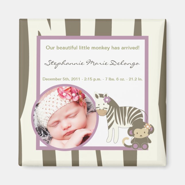 2"x2" Ankündigung Magnet Jacana Jungle Zoo (Vorne)