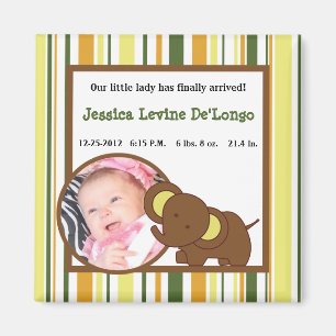 2"x2" Ankündigung Magnet Jungle Babies Tiere