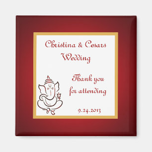 2"x2" Ankündigung Magnet Lord Ganesha/Hindu Red S