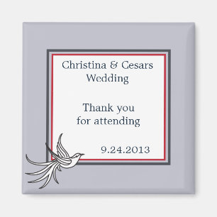 2"x2" Ankündigung Magnet White Dove Red Blue BG R