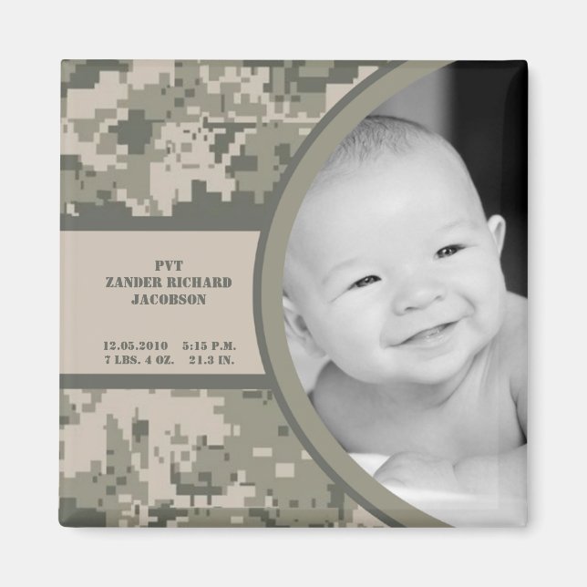 2"x2" ARMY ACU Camouflage Geburtshinweis Magnet (Vorne)