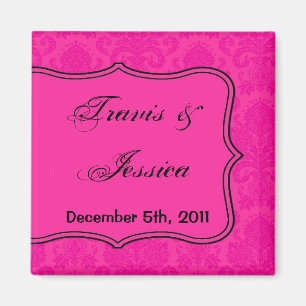 2"x2" Bevorzugen Sie Magnet Hot Pink Blac Damask S