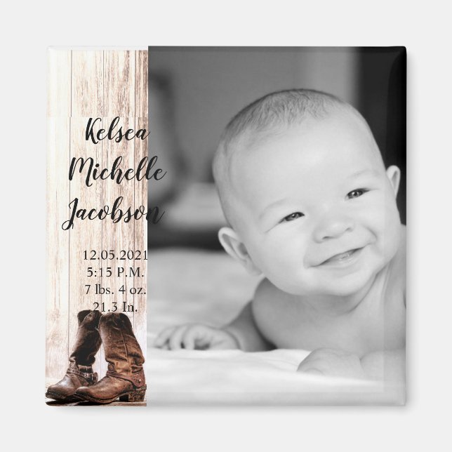 2"x2" Birth Announcement Magnet stimuliert Länderr (Vorne)