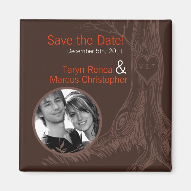 2"x2" Enregistrer la date Magnet Fall Tree Initial (Devant)