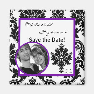 2"x2" Enregistrer la date Magnet noir pourpre Dama