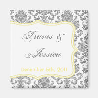 2"x2" Favoriser Aimant gris jaune Damas Lace Impri