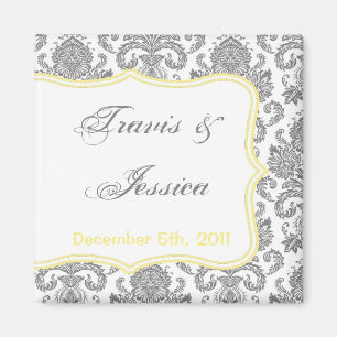 2"x2" Favoriser Aimant gris jaune Damas Lace Impri