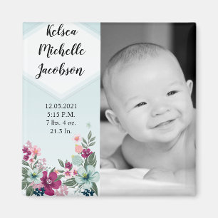 2"x2" Geburtshinweis magnet-tropische Blume Magnet