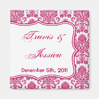 2"x2" Gefallen Magnet Fusia White Damask Lace Prin