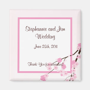 2"x2" Gefallen Magnet Pink Cherry Blossom