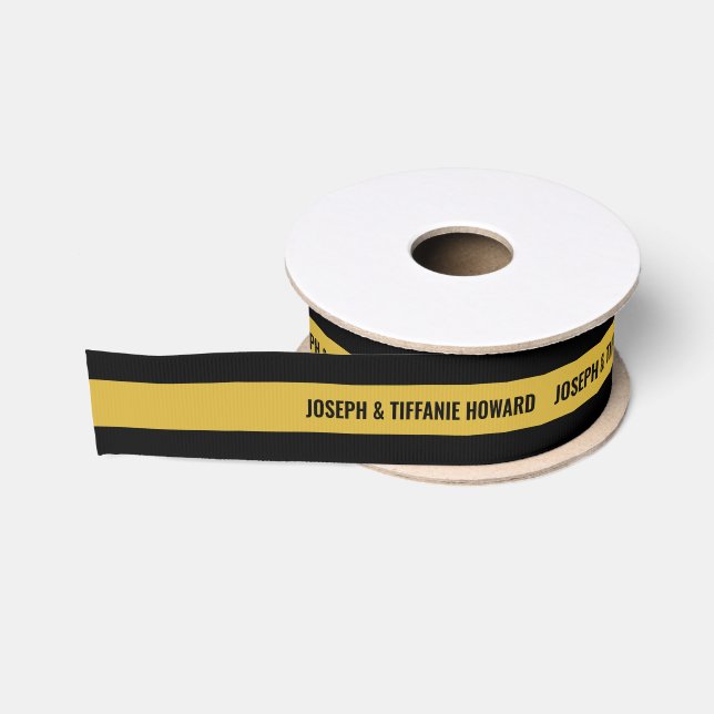2 Yard Benutzerdefinierter Text Schwarz Streifen S Ripsband (Spule)