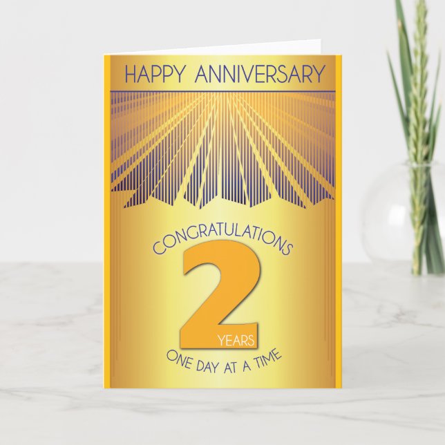 2 Year Sober Anniversary | Golden Ray 12 Step  Karte (Vorderseite)