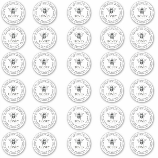 2" Your Name Here Editable White Honey Jar Bee Aufkleber (Vorderseite)