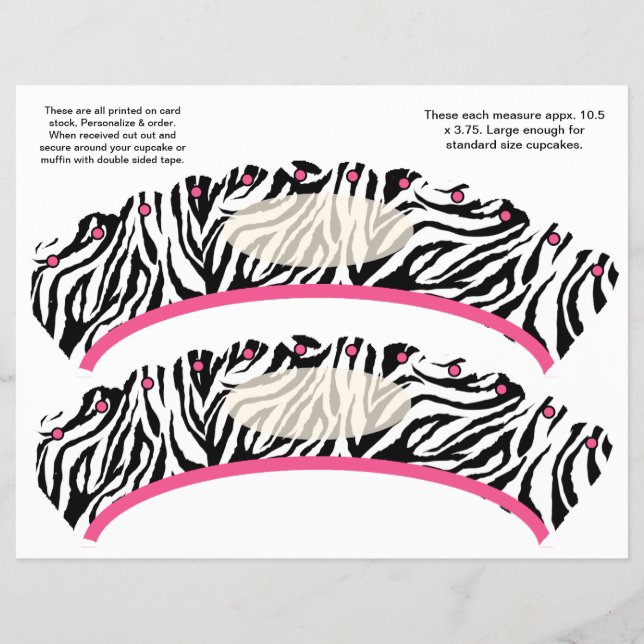 2 Zebra Design Custom Cupcake Wrappers Flyer (Vorne)