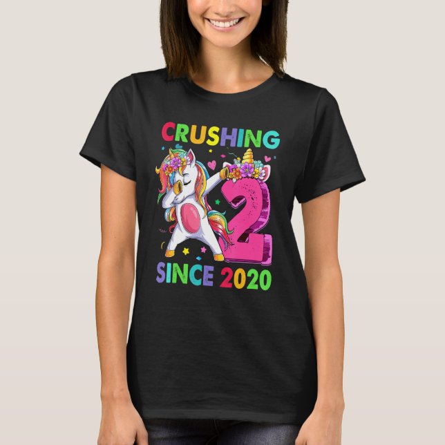 2 Zerkleinerung seit 2020 Dabbing Unicorn 2. Gebur T-Shirt (Vorderseite)