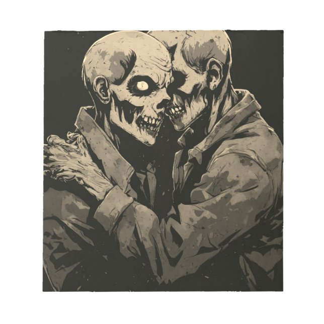2 Zombies umarmen einander Notizblock (Vorderseite)