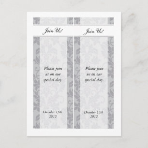 2 Zwei Töne Gray Damask Save the Date Lesezeichen Ankündigungspostkarte