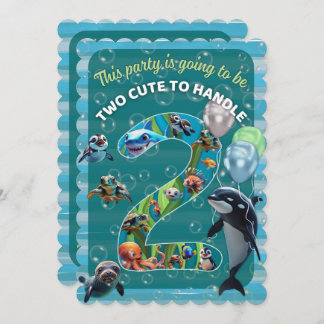 2Cute2Handle Flat Scalloped Birthday Invitation Einladung