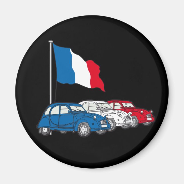 2CV Deux Chevaux Französische Tricolore-Flagge Magnet (Vorne)