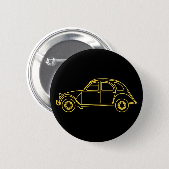2CV Deux Chevaux Yellow Blueprint Button (Vorne & Hinten)