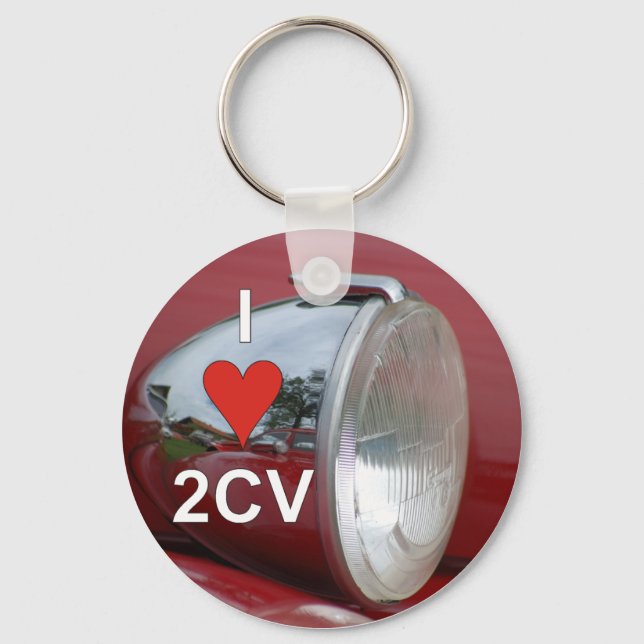 2CV Ente Scheinwer fer I Liebe Schlüsselanhänger (Vorderseite)