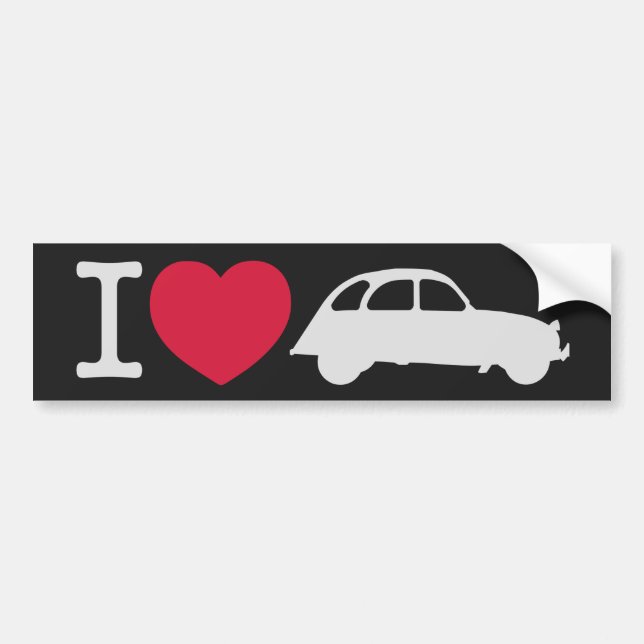 2CV I Liebe Deux Chevaux Oldtimer Französisch Auto Autoaufkleber (Vorne)