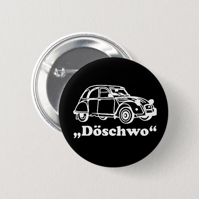 2CV Schweiz Döschwo White Oldtimer Blueprint Button (Vorne & Hinten)