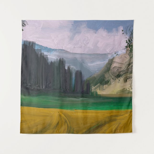 2d Abbildung. Ölmalerei Landschaft Kunst. Ländlich Wandteppich (Vorderseite)