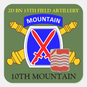 2D BN-15. FELD-ARTILLERIE-10. GEBIRGSaufkleber Quadratischer Aufkleber