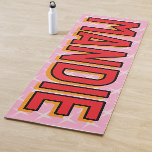 2D-Buchstaben Sterne Rosa Rot Name Yoga Mat Yogamatte