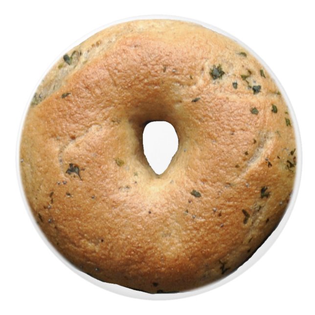 2D Grafik des lustigen Feinschmeckers des Bagels Keramikknauf (Vorderseite)