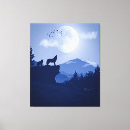 2D Howling Wolfslandschaft Leinwanddruck