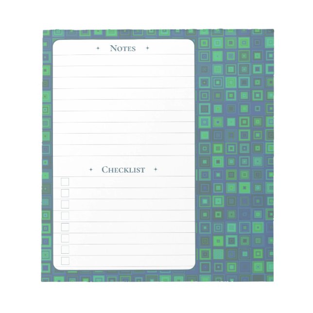 2D-Quadrate | Daily Notes and Checklist Notepad Notizblock (Vorderseite)