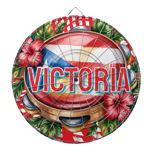 2D Retro Colorful Lettering Puerto Rican Dartscheibe (vorne)
