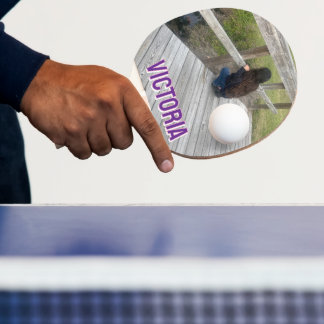 2D Retro-farbige Beschriftung Name und Foto Tischtennis Schläger