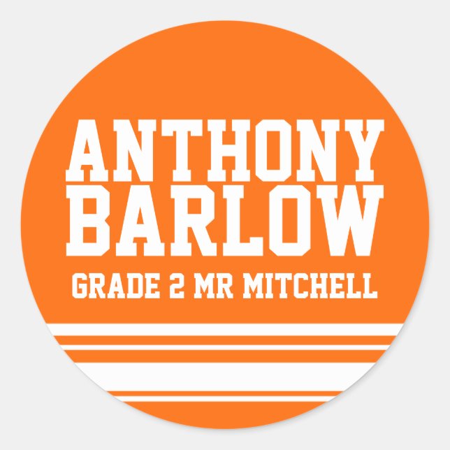 2e année scolaire nom d'identification autocollant (Devant)