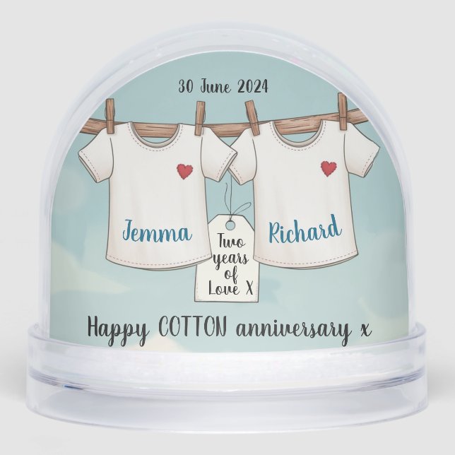 2e anniversaire mariage romantique Snow Globe (Avant)