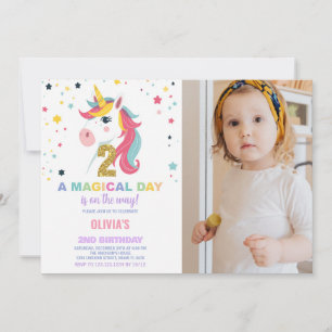 2e anniversaire Unicorn Anniversaire Invitations p