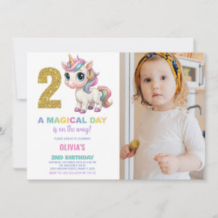 2e anniversaire Unicorn Anniversaire Invitations p