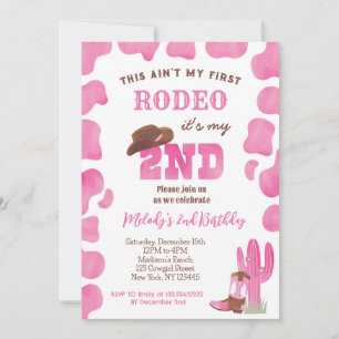 2e Rodeo Cowgirl Invitations d'anniversaire