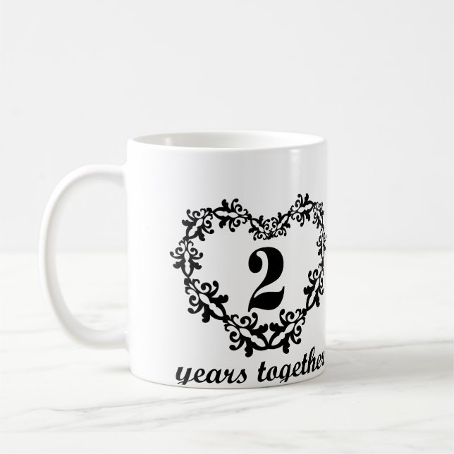 2ème Anniversaire 2 ans ensemble de coeur de tasse (Gauche)
