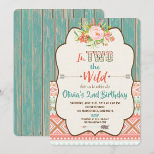 2ème anniversaire invitations fille deux sauvages