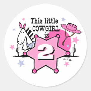 2ème autocollant de Birthay de petite cow-girl