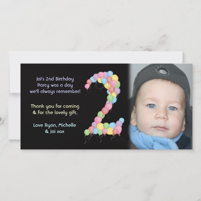 2ème carte photo de Merci d'anniversaire de garçon (Devant)