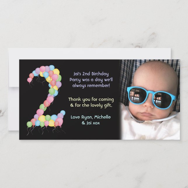 2ème carte photo de Merci d'anniversaire de garçon (Devant)