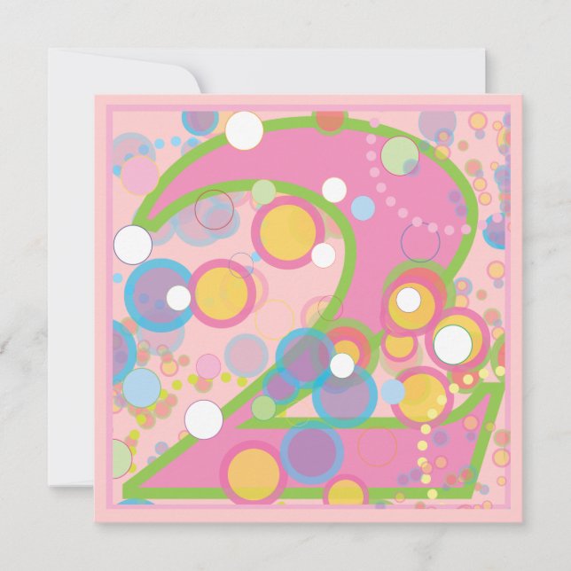 2ème invitation de fête d'anniversaire de bulles (Devant)