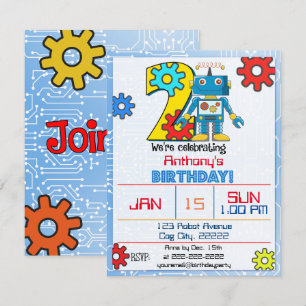 2ème Invitation de robot d'anniversaire
