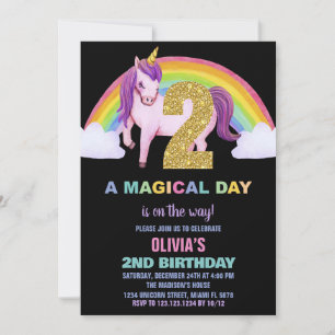 2ème Rainbow Unicorn Birthday Invitations Parties 