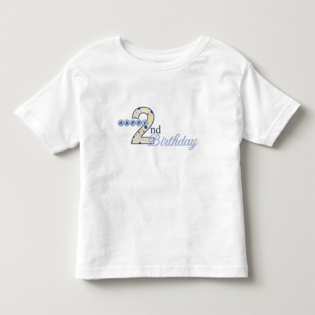 2ème T-shirt heureux de bleu d'anniversaire (Devant)
